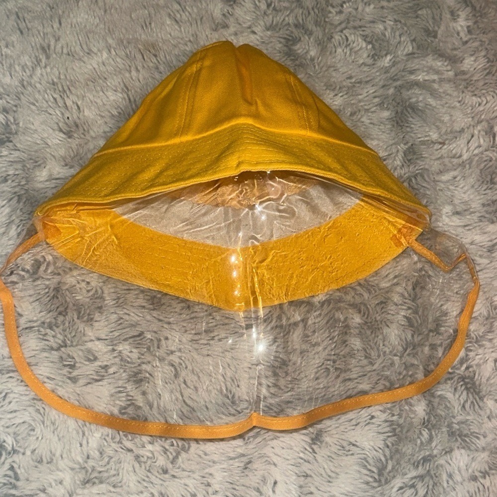Kids Yellow Bucket Hat with Clear Protective Face Shield Splash Guard Sun Hat